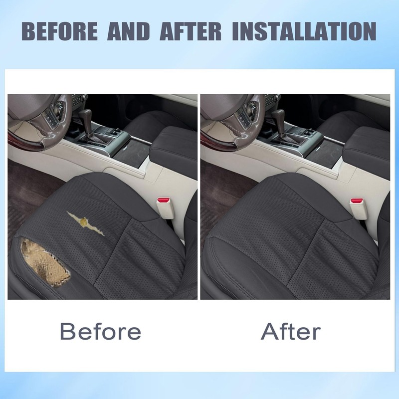 FZJDSD Black Driver Side Bottom Perforated Leather Seat Cover Compatible