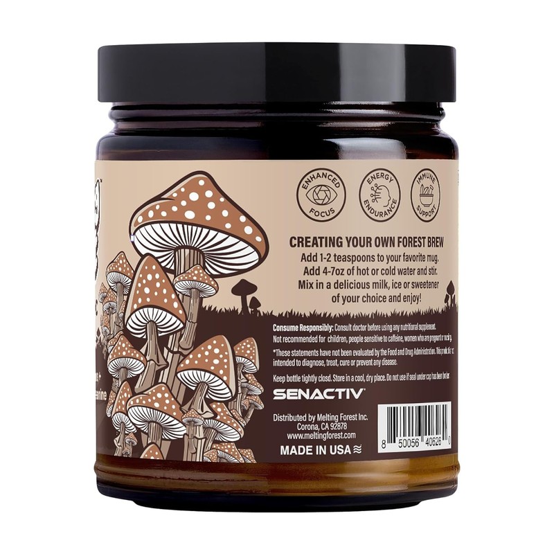 Melting Forest Mushroom Coffee, with 7 Functional Mushrooms, Cacao, Rhodiola,