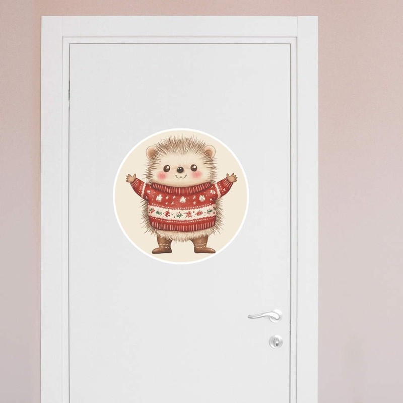 Extra Large 460mm 'Cute Christmas Hedgehog' Permanent Sticker Decal for