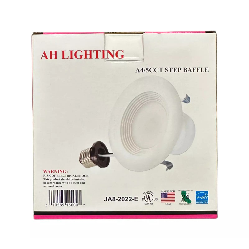 AH LIGHTING 4'' LED Recessed Light Retrofit 5CCT Baffle White