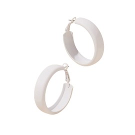 Matte Round Hoop Earrings Large Retro Neon Color Circle Earrings Multicolor Pierced Classic Lightweight Loops for Women Party Jewelry-white
