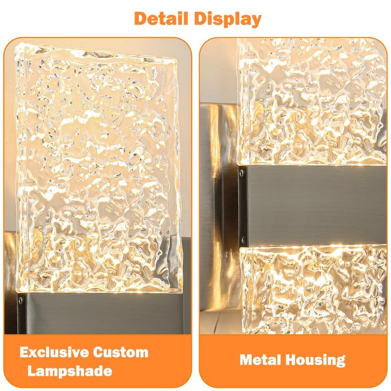 Modern Brushed Nickel 6-Lights Bathroom Vanity Light, Eleglant Nickel LED