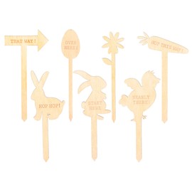 Nicola Spring Easter Egg Hunt Signs - Kids Treasure Hunt Game Decoration - 15cm - Natural - Pack of 7
