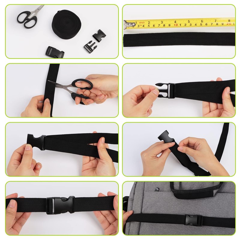 REAQUE 5M Nylon Webbing Strap with 10 Pairs of Buckles,