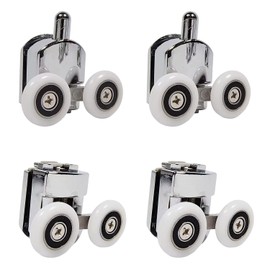 Set of 4 Chrome Plated Shower Door Rollers 2 Upper and 2 Lower (Double Roller Diameter 23mm)