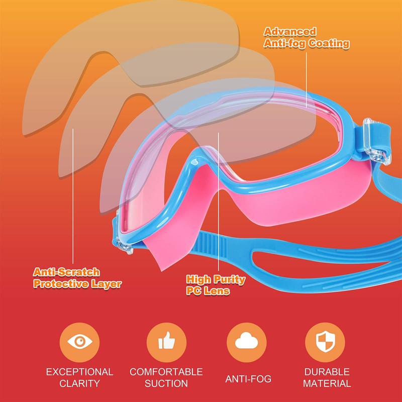 Funní Día Children Swimming Goggles, No Leaking Anti-Fog Panoramic Clear