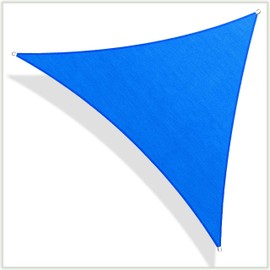 ColourTree 24' x 24' x 24' Blue Triangle Sun Shade Sail Canopy Awning Shelter Fabric Cloth Screen - UV Block UV Resistant Heavy Duty Commercial Grade - Outdoor Patio Carport - (We Make Custom Size)