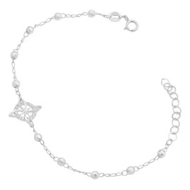 JOYARIS - Pulsera Ajustable Nudo de Bruja con Bolitas Diamantadas en Plata 925 Color Blanco – Amuleto de Protección y Estilo Esotérico