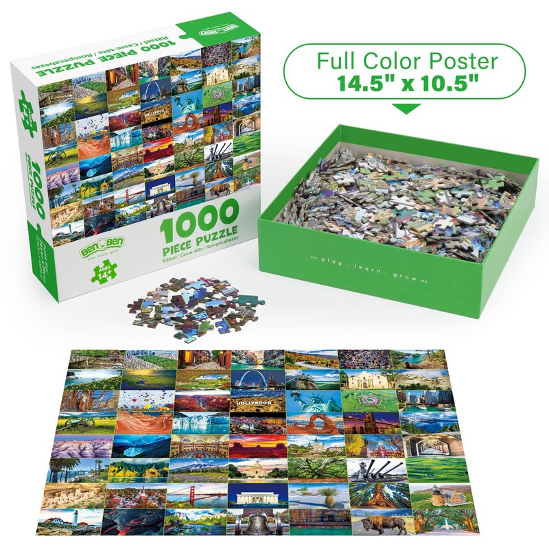 BenBen 1000 Piece Puzzle for Adults, Iconic America, 56 USA