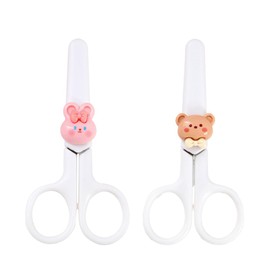 Pack of 2 children's scissors, simple and cute style learning scissors, round head learning scissors, with protective case to protect your child's safety.