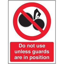 V Safety Do not use unless guard in position Magnetic Safety Sign 150mm x 200mm