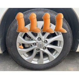 UHAD 4 PCS Prank Tire Valve Stem Caps Funny Airtight Dust Proof Covers Anti-Rust Valve Stem Cover, Car Wheel Tire Exterior Accessories for Cars, SUV, Bike, Trucks, Motorcycles (Orange)