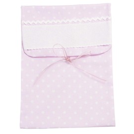 FILET - Elegant and fine bib, made entirely of cotton with Aida linen embroidery, ideal for babies and toddlers, 100% made in Italy, colour: white, pink, Pink