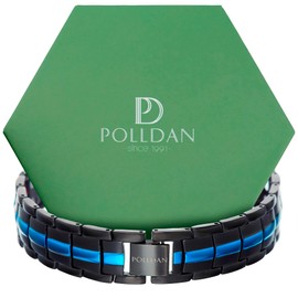 Polldan Magnetic Bracelets For Men | Mens Magnetic Bracelet With 6000 Gauss Power | Premium Titanium Bracelet For Men with Stainless Steel Alloy For Extra Durability | Adjustable Men's Bracelets Jewelry | Mens Bracelet | Pulsera Magnetica (Blue-Black)