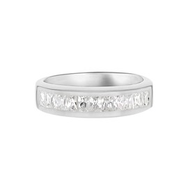 Tuscany Silver Women's White Cubic Zirconia Channel Set Eternity Ring Sterling Silver, Silver, Cubic Zirconia