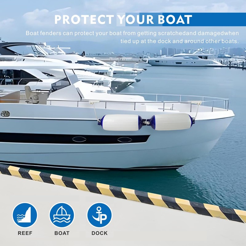 YLVERX 2-Pack Heavy Duty Boat Fenders with Ropes – Saltwater
