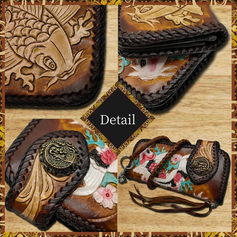 [K&R] Koi Bikers Wallet Carving Wallet Long Wallet, Nat Carp