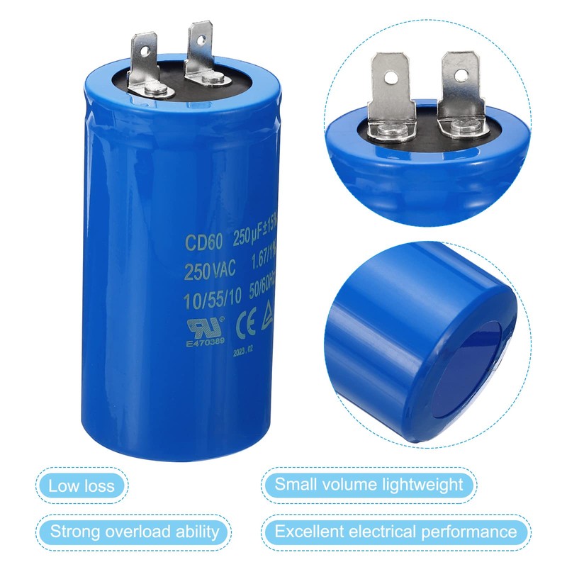 PATIKIL CD60 Run Capacitor 250uF/MFD 250VAC 15% Tolerance 50/60Hz Motor