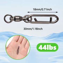 25Pcs Fishing Speed Clips for Fishing Lures Quick Change Fishing Snap Ball Bearing Swivel Power Clips Topwater Speed Clips Freshwater Saltwater Crankbait Popper Lures Quick Snaps Connector Tackle 44lb
