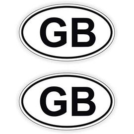 2 pcs GB Oval Euro Vinyl Bumper Sticker/Decal/Label Weatherproof UK Great Britain Union