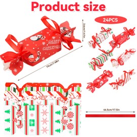 VEYLIN Christmas Candy Boxes, 24 Pieces Candy Box for Xmas With 50 Ribbon For Christmas Party Supplies Christmas Tree