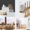 INNERNEED Bamboo Wooden Dish Rack, Vertical Plate & Lid Organizer