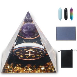 LANZLC LANZLC Orgonit Pyramide, Reiki Kristall Pyramide mit kristalle, 12 Constellation Edelsteine, Esoterik Sternzeichen Geschenke mit schwarzem Samtbeutel fr Chakra-Heilung,Meditation, Yoga (Schtze)
