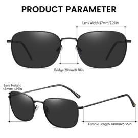 DUCO Square Sunglasses for Men Women Polarized Driving Sun Glasses UV400 Protection Retro Shades DC3038