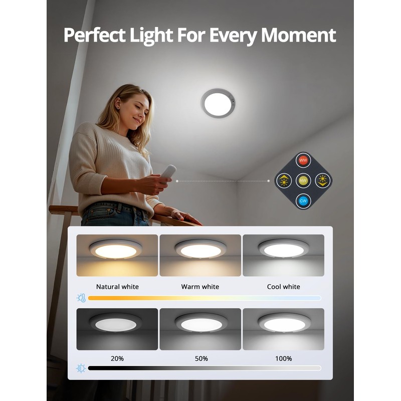 Combuh 4-Pack Battery Powered Motion Sensor Light, 7.48" IP44 Waterproof