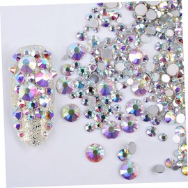 Housoutil 1440pcs Crystal Ab Round Nail Art Rhinestones Mixed Flat Backs for Crafts Jewelry Making and Nail Decorations Multicolored Effects Easy to Use