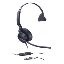 Yealink UH46 Mono USB Wired Headset with 3 Noise Cancelling Microphones for PC/Computer/Laptop, Teams Certified,Mute Call Button for Home Office Online Meetings, Plug & Play USB-C/A