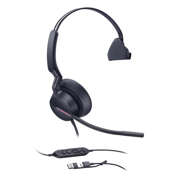 Yealink UH46 Mono USB Wired Headset with 3 Noise Cancelling