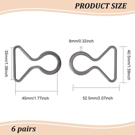 BENECREAT 6 Pairs Gunmetal Interlocking Metal Alloy Buckle, 5.2x4cm Interlocking Buckle Clasp Belt Accessories for DIY Waist Belt Hand Sewing Dress Belt Making, 8mm Thick