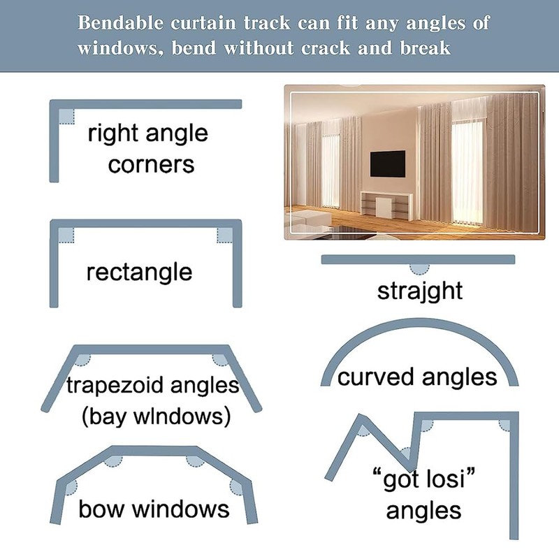 Yimisya Flexible Bendable Curtain Track, Wall Mount Heavy Duty Sliding