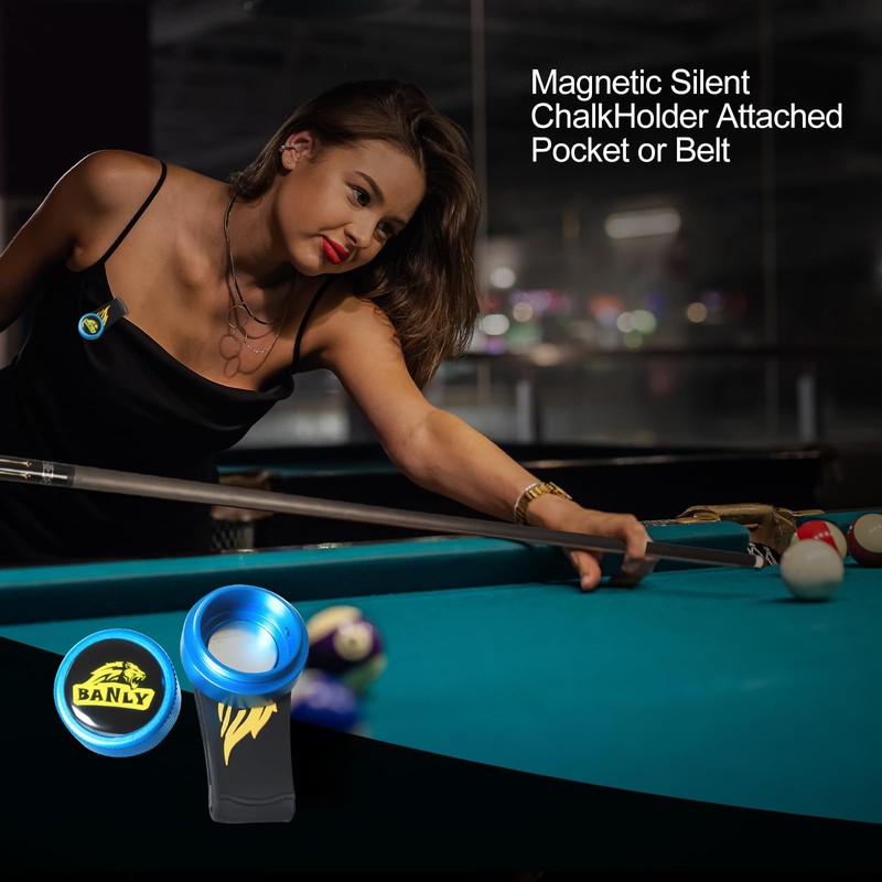 Banly Magnetic Pool Chalk Holder with Fixed Belt Clip, Portable