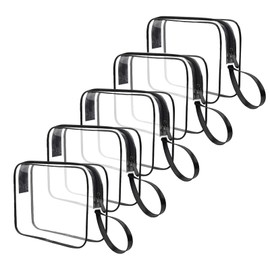 CGBE Transparent Cosmetic Bag 3 Pieces Makeup Bag Handbag Cosmetic Bag Toiletry Bag Transparent with Zip for Travel Toiletries Women Men, 5pcs-black, 1