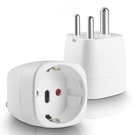 Germany to India Travel Adapter for India, EU to India Travel Adapter, Type D, for India, Sri Lanka, Nepal, Congo (2 Pieces, White)