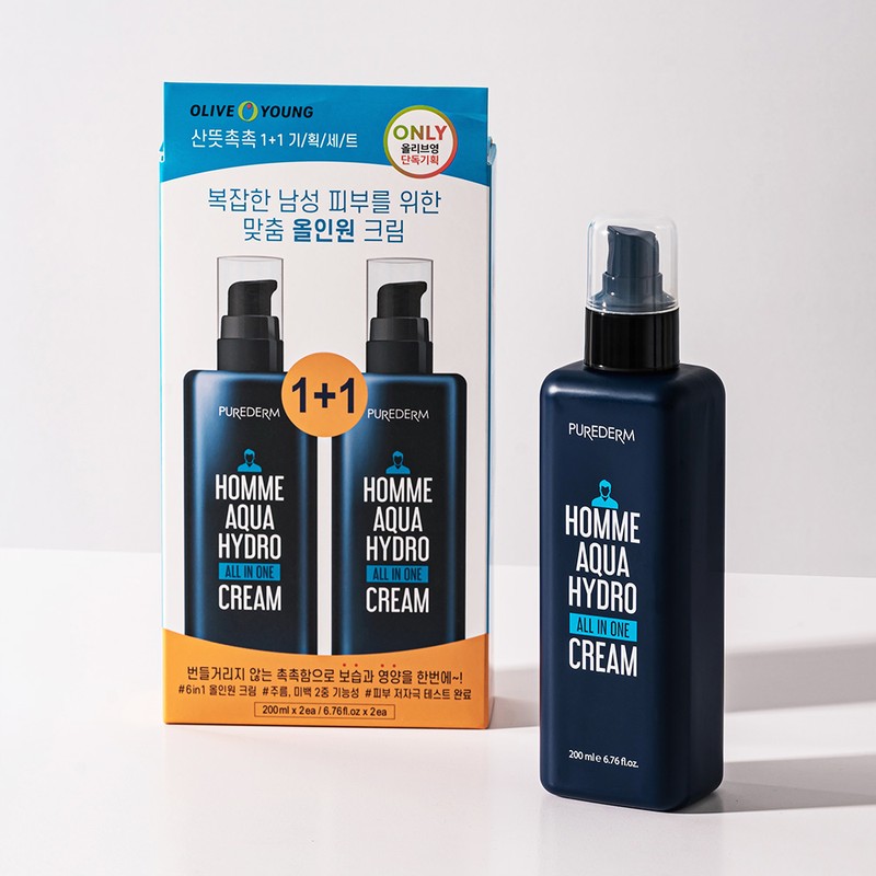Purederm [1+1+150ml] All-in-one lotion cream men’s cosmetics 200ml+200ml+water lotion 150ml