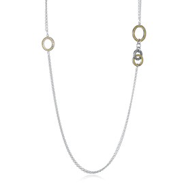 UNY Trendy Elegant Vintage Retro Designer Unique Hardy Fahsion Style Dots 2 Tone Women Long Necklace