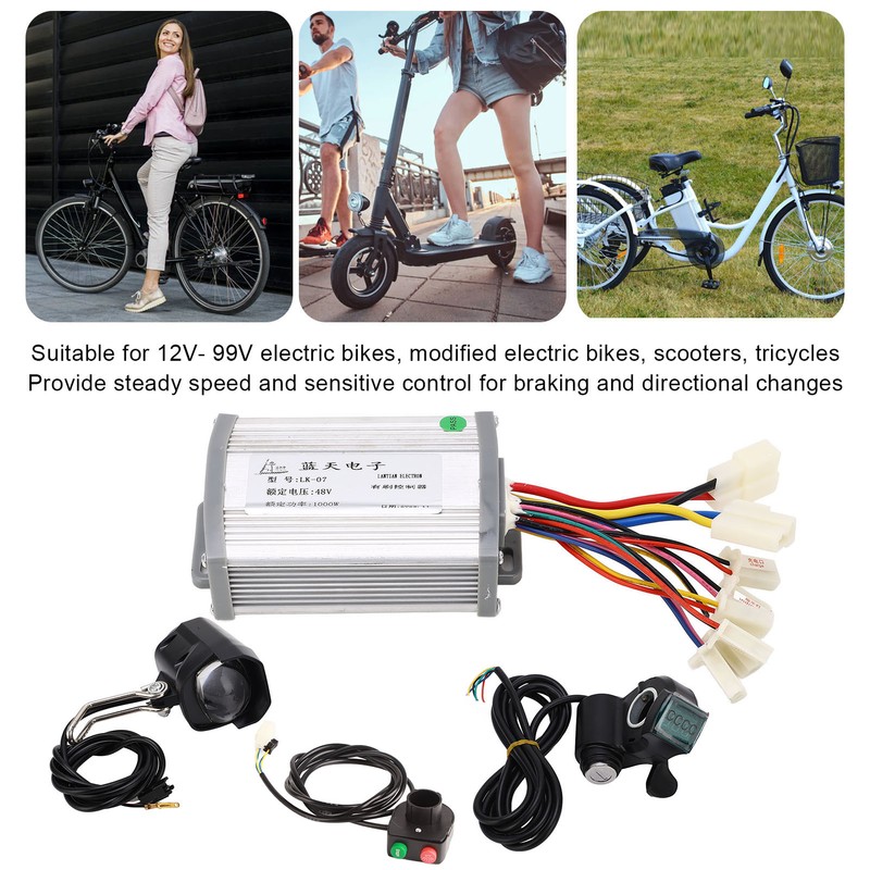 48V 1000W Electric Bike Retrofitting Kit Brushed Controller Thumb Throttle