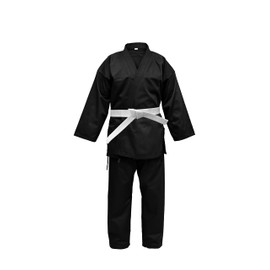 Karate Uniform for Kids & Adults Lightweight Student Karate Gi Martial Arts Uniform Set with Free Karate Belt (Black, 00/120)