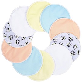 utuher 10 PCS Breast Pads, Reusable Nursing Pads, Washable Nipple Pads for Breastfeeding Polyester & Microfiber Breastfeeding Pads Flat Bottom Soft Absorbent Nursing Pad 4.72 Inch Breastfeeding Essentials