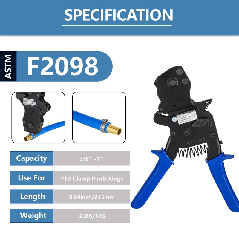 GUOFIS PEX Ratchet Cinch Clamp Tool with Holster for Stainless