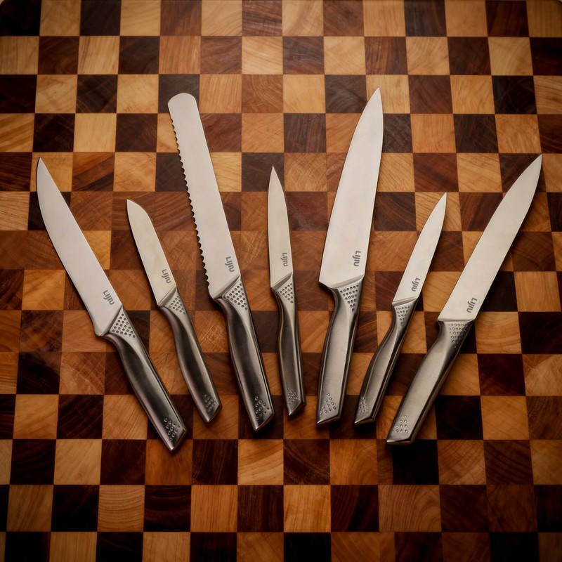 LI JIU Kitchen Knife Set 7 Pcs & Horizontally Knives