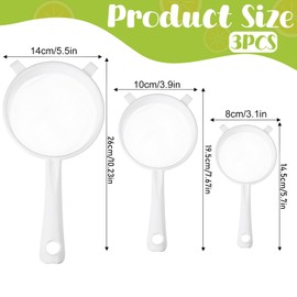 deegbbyi Set of 3 Filter Strainers, Strainer Filter, Kitchen Strainer with Handle, Reusable Plastic Coffee Filter, Filter Set with Sieves in 3 Sizes, with Hanging Hole, for Juice, Milk, Coffee