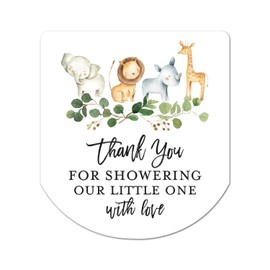 Baby Shower Hand Sanitizer Favor Stickers - Set of 60 Labels (Jungle Safari)