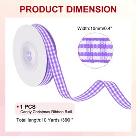 PATIKIL 10 Yards x 0.4" Gingham Plaid Ribbon, Purple and White Gift Wrapping Ribbons for Thanksgiving Bow Wreath Craft Birthday Wedding