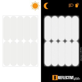 B REFLECTIVE - 4 x Set of Retro Reflective Stickers Motorcycle Helmet, Bike, Scooter, ... - Reflector Night Visibility Signalling - High Visibility & Adhesion - Discreet & Design