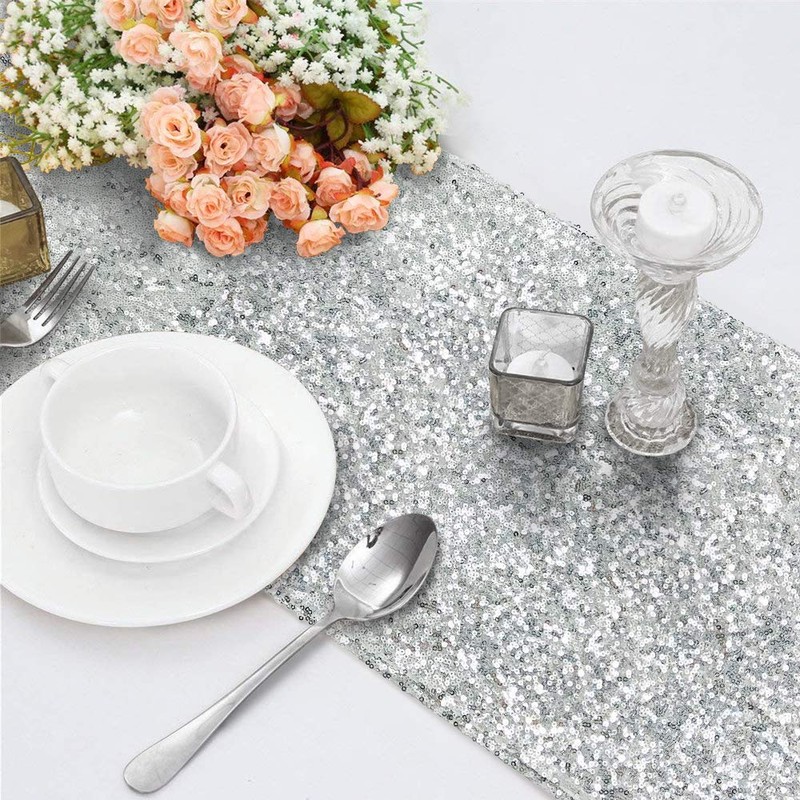 Time to Sparkle 12x108inch Glitter Sequin Table Runner Chair Sashes