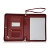 Junior Zippered Business Padfolio with Notepad - Burgundy PU Faux